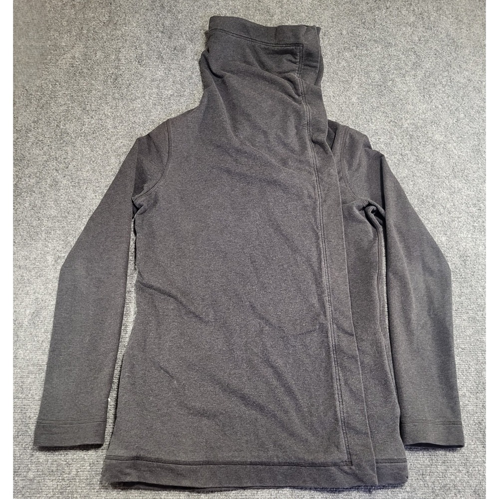 Lululemon Women's Coast Charcoal Gray Snap-Button Funnel Neck Wrap Jacket Size 8